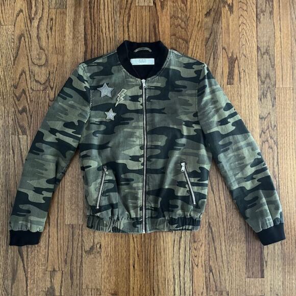 Zara Camouflage Bomber Jacket Basic Dept Denim Z1975 Size S - Picture 1 of 7